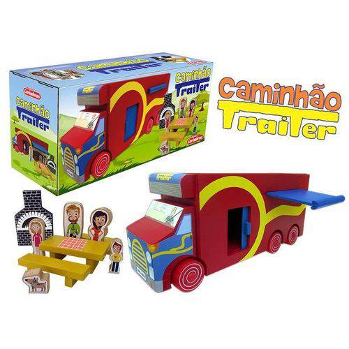 Caminhão Trailer de Madeira - Carimbras - Brinquedo Educativo