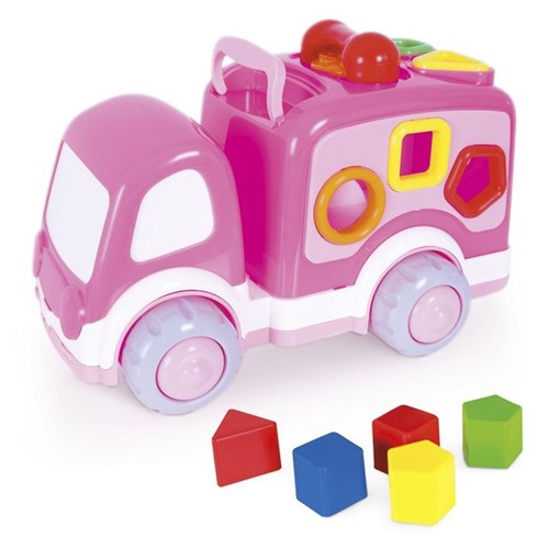Caminhãozinho Didático Rosa Super Toys Rosa