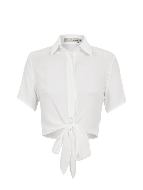 Camisa Amarração de Seda Off White Tamanho 36