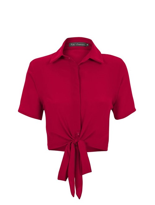 Camisa Amarração de Seda Vermelha Tamanho 36