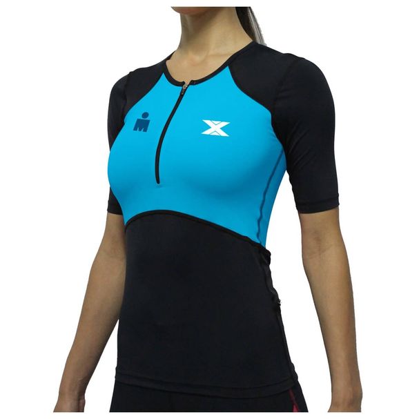 Camisa Bike de Compressão DX3 X-Pro IRONMAN - Feminino- Preto / Azul