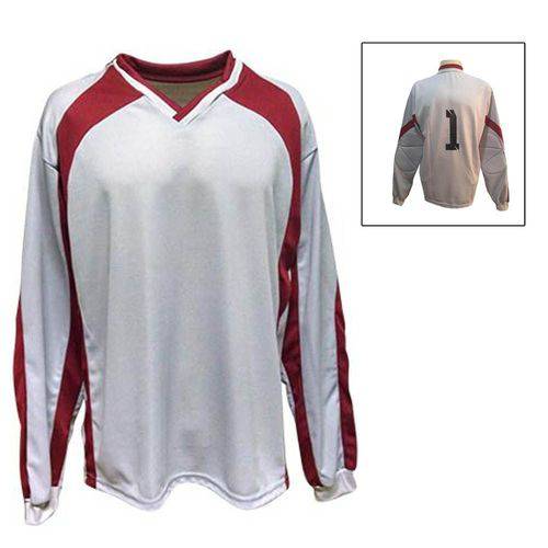 Camisa Blusão Goleiro- Futebol / Futsal / Society- Turim - Branco/verm - Adulto - Kanga