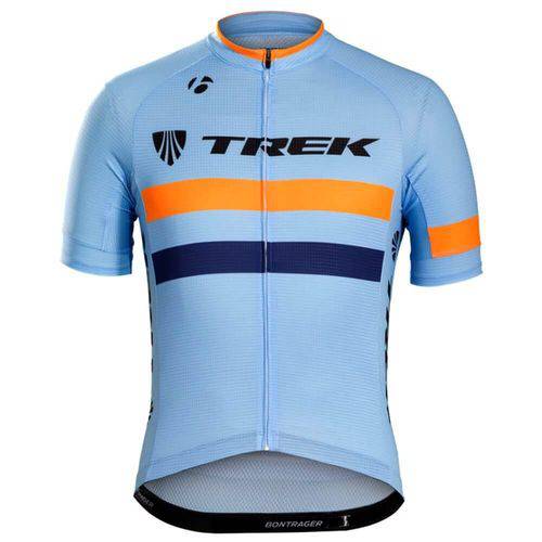 Camisa Bontrager Trek Brazil Racing Team Replica Jersey Masculina de Ciclismo - Azul e Laranja