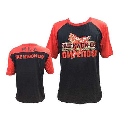 Camisa Camiseta Taekwondo Competidor V2 Preto Vermelho Toriuk