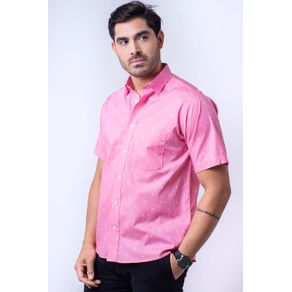 Camisa Casual Masculina Algodão Fio 60 Rosa F05990a 01