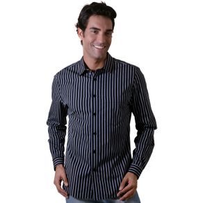Camisa Casual Masculina Slim Algodão Fio 50 Cinza F00486s 02