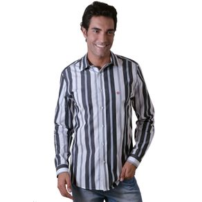 Camisa Casual Masculina Slim Algodão Fio 50 Preto F00470s 01