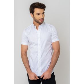 Camisa Casual Masculina Slim Algodão Fio 80 Branco 192 05579 01