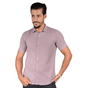 Camisa Casual Masculina Slim Tencel Marrom R06020s 01