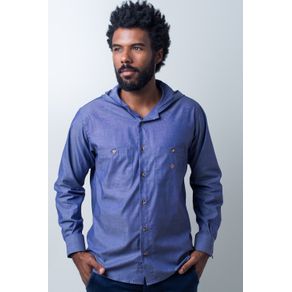 Camisa Casual Masculina Tradicional Algodão Fio 40 Azul F01444a 01