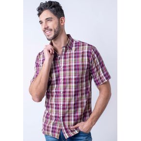 Camisa Casual Masculina Tradicional Algodão Fio 40 Roxo F05527a 03