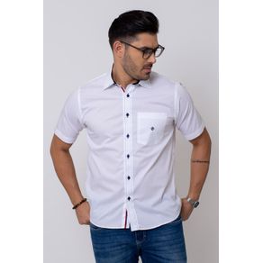 Camisa Casual Masculina Tradicional Algodão Fio 50 Branco 005 04811 01