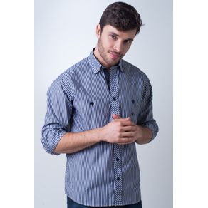 Camisa Casual Masculina Tradicional Algodão Fio 50 Cinza F01410a 02