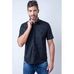 Camisa Casual Masculina Tradicional Algodão Fio 50 Preto F00448a 03
