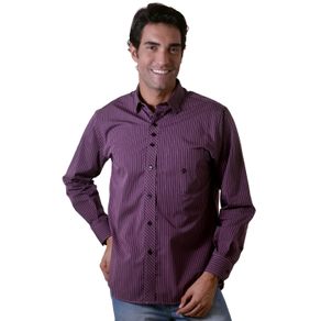 Camisa Casual Masculina Tradicional Algodão Fio 50 Roxo F01171a 02