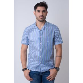 Camisa Casual Masculina Tradicional Algodão Fio 60 Azul F01506a 01