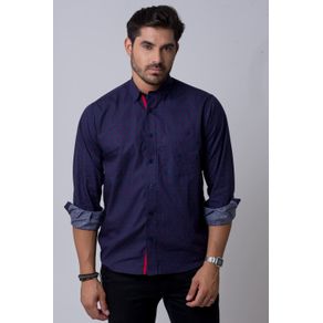 Camisa Casual Masculina Tradicional Algodão Fio 60 Azul F02153a 01