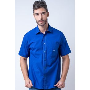 Camisa Casual Masculina Tradicional Algodão Fio 60 Azul F01272a 02
