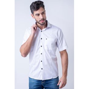 Camisa Casual Masculina Tradicional Algodão Fio 60 Branco F01145a 01