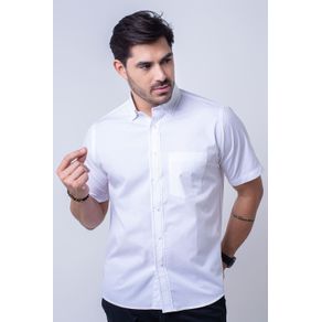 Camisa Casual Masculina Tradicional Algodão Fio 60 Branco F11272a 01