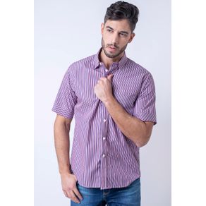 Camisa Casual Masculina Tradicional Algodão Fio 80 Roxo F01421a 03