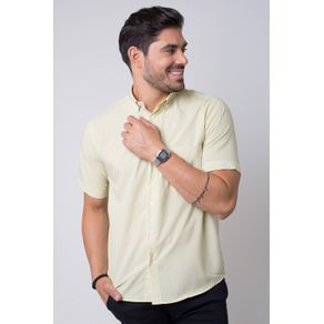 Camisa Casual Masculina Tradicional Microfibra Amarelo F07527a 01