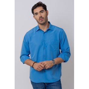 Camisa Casual Masculina Tradicional Microfibra Azul 08202 01