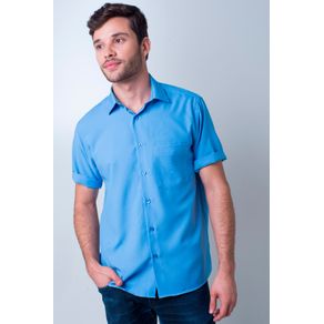 Camisa Casual Masculina Tradicional Microfibra Azul Claro 008 08228 01