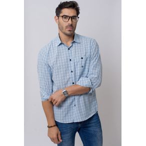 Camisa Casual Masculina Tradicional Microfibra Azul Claro 067 07965 01
