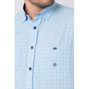 Camisa Casual Masculina Tradicional Microfibra Azul Claro F01791a 07