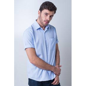 Camisa Casual Masculina Tradicional Microfibra Azul Claro F06208a 01