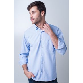 Camisa Casual Masculina Tradicional Microfibra Azul Claro F06208a 01
