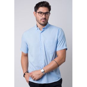 Camisa Casual Masculina Tradicional Microfibra Azul Claro F07527a 01