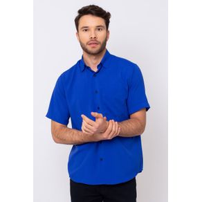 Camisa Casual Masculina Tradicional Microfibra Azul Escuro 024 08392 01