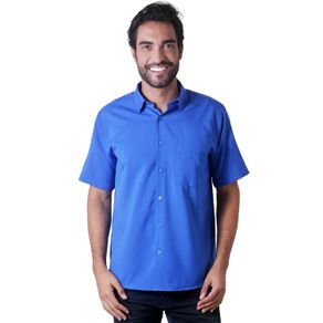 Camisa Casual Masculina Tradicional Microfibra Azul F06208a 01