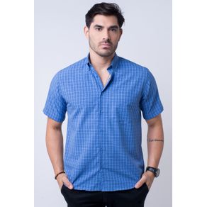 Camisa Casual Masculina Tradicional Microfibra Azul F07525a 01