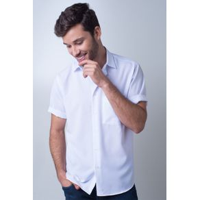 Camisa Casual Masculina Tradicional Microfibra Branco 005 08228 01