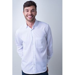 Camisa Casual Masculina Tradicional Microfibra Branco F06208a 05