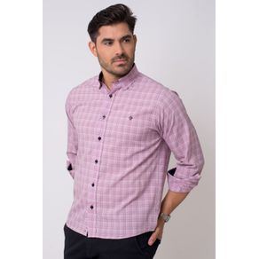 Camisa Casual Masculina Tradicional Microfibra Rosa F01792a 01
