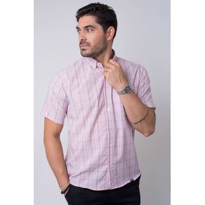 Camisa Casual Masculina Tradicional Microfibra Rosa F07527a 01