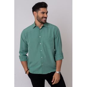 Camisa Casual Masculina Tradicional Microfibra Verde 065 04165 01