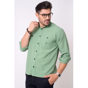 Camisa Casual Masculina Tradicional Microfibra Verde F01791a 01