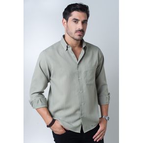 Camisa Casual Masculina Tradicional Microfibra Verde F06208a 01