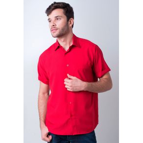 Camisa Casual Masculina Tradicional Microfibra Vermelho 003 08228 01
