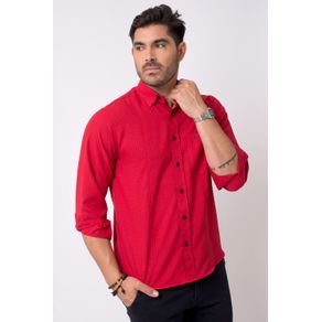 Camisa Casual Masculina Tradicional Microfibra Vermelho F01798a 01