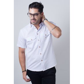 Camisa Casual Masculina Tradicional Sarjada Branco F01678a 01