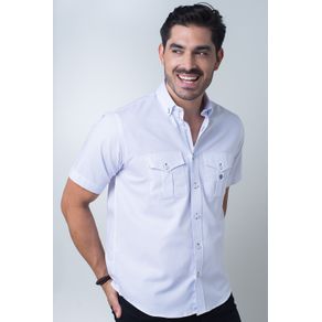 Camisa Casual Masculina Tradicional Sarjada Branco F01700a 01