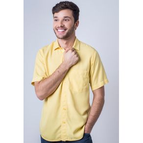 Camisa Casual Masculina Tradicional Tencel Amarelo F06020a 01