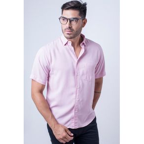 Camisa Casual Masculina Tradicional Tencel Rosa F06020a 01