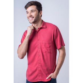 Camisa Casual Masculina Tradicional Tencel Vermelho F06020a 01
